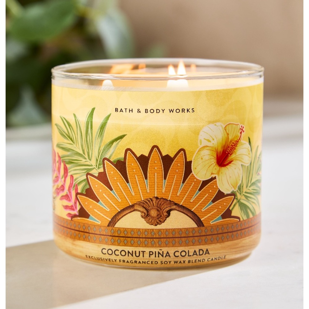 🥥”COCONUT PIÑA COLADA” 3-Wick Scented Candle by B&BW, 14.5 oz / 411 g, NWT+Box